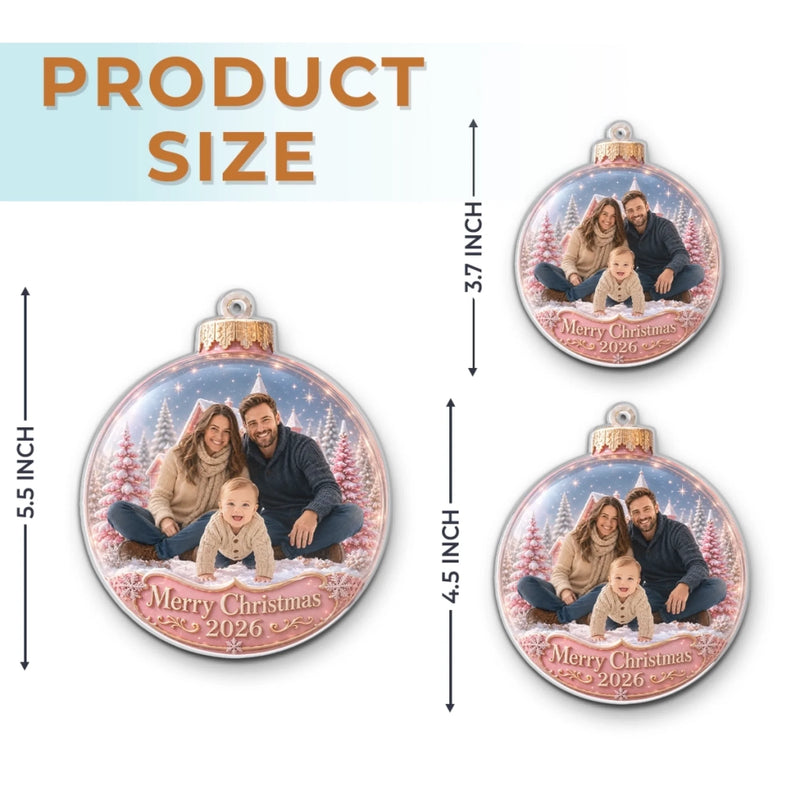 Custom Photo Acrylic Ornament - Personalized Christmas Baby Shower, Gender Reveal Gifts For New Moms, New Dads, New Parents - Love That Sparkles Forever