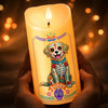 Custom Photo Day Of The Dead LED Candle - Personalized Pet Memorial Sympathy Gifts For Dogs, Cats - In Loving Memory - Mexican Hispanic Style