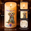 Custom Photo Day Of The Dead LED Candle - Personalized Pet Memorial Sympathy Gifts For Dogs, Cats - In Loving Memory - Mexican Hispanic Style