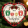 Custom First Christmas Ceramic Ornament - Personalized Christmas Baby Shower, Gender Reveal Gifts For New Moms, New Dads, New Parents - Walking Together In Love