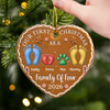 Custom First Christmas Ceramic Ornament - Personalized Christmas Baby Shower, Gender Reveal Gifts For New Moms, New Dads, New Parents - First Steps Into Family Love