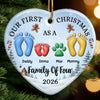 Custom First Christmas Ceramic Ornament - Personalized Christmas Baby Shower, Gender Reveal Gifts For New Moms, New Dads, New Parents - Blessed With Our Little One