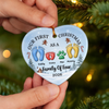 Custom First Christmas Ceramic Ornament - Personalized Christmas Baby Shower, Gender Reveal Gifts For New Moms, New Dads, New Parents - Blessed With Our Little One