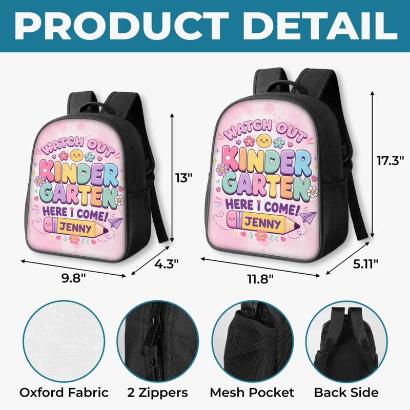 Custom Kids Front Printed Backpack - Personalized Back To School Gifts For Kids - Learning Loving Growing Every Day