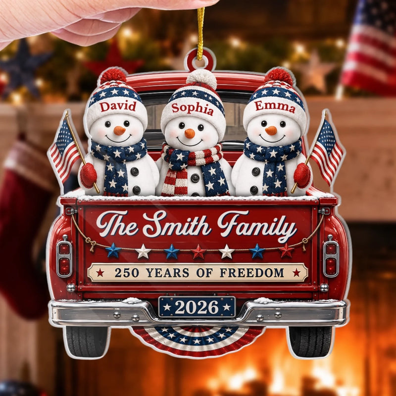 Custom Acrylic Ornament - Personalized America 250th Anniversary Christmas Gifts For Mom, Dad, Brother, Sister - Driven By Love United By Freedom