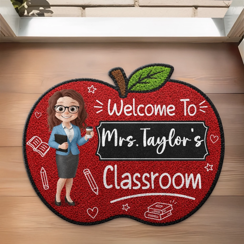 Custom Shaped Doormat - Personalized Teacher Appreciation, Back To School Gifts For Teachers - Teaching With Love