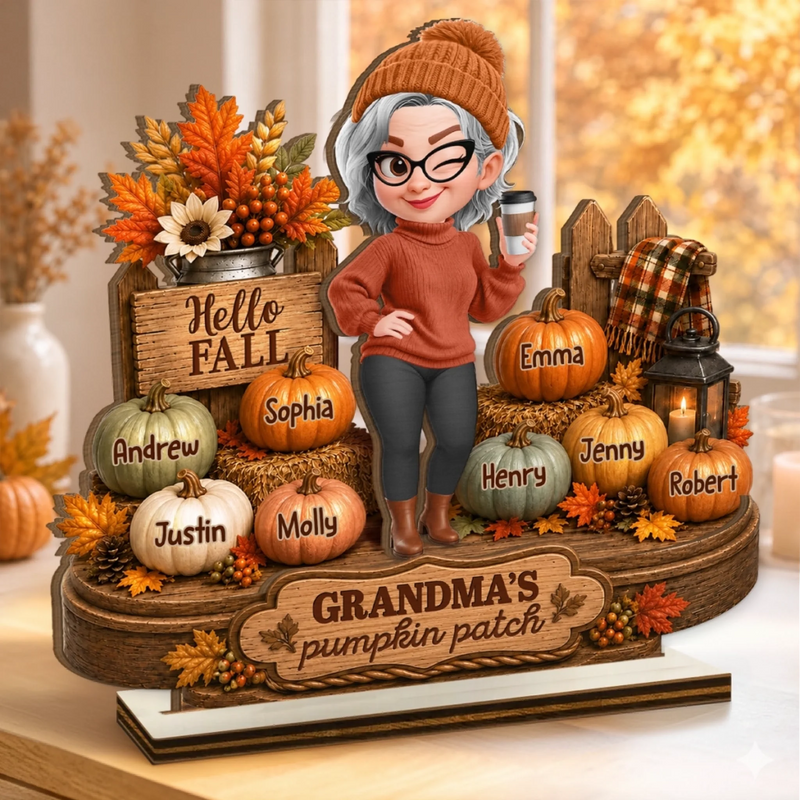 Custom 2-Layered Wooden Plaque - Personalized Mother's Day Gifts For Mom, Grandma - Pumkin Patch
