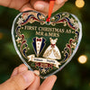 Custom First Christmas Heart Glass Ornament - Personalized Anniversary Christmas Wedding Gifts For Husband And Wife, Him And Her - Gather Love Celebrate