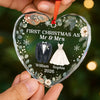 Custom First Christmas Heart Glass Ornament - Personalized Anniversary Christmas Wedding Gifts For Husband And Wife, Him And Her - Cherished Christmas Moments