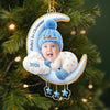 Custom Photo First Christmas Acrylic Ornament - Personalized Christmas Baby Shower, Gender Reveal Gifts For New Moms, New Dads, New Parents - Love You To The Moon And Back