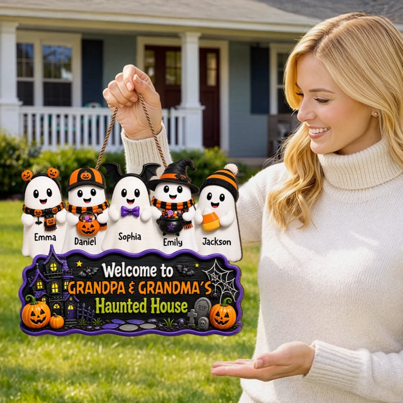 Custom Boo Wood Sign -  Personalized Halloween Decor Birthday Gifts For Mom, Dad, Brother, Sister, Kids - Cuteness in Every Boo
