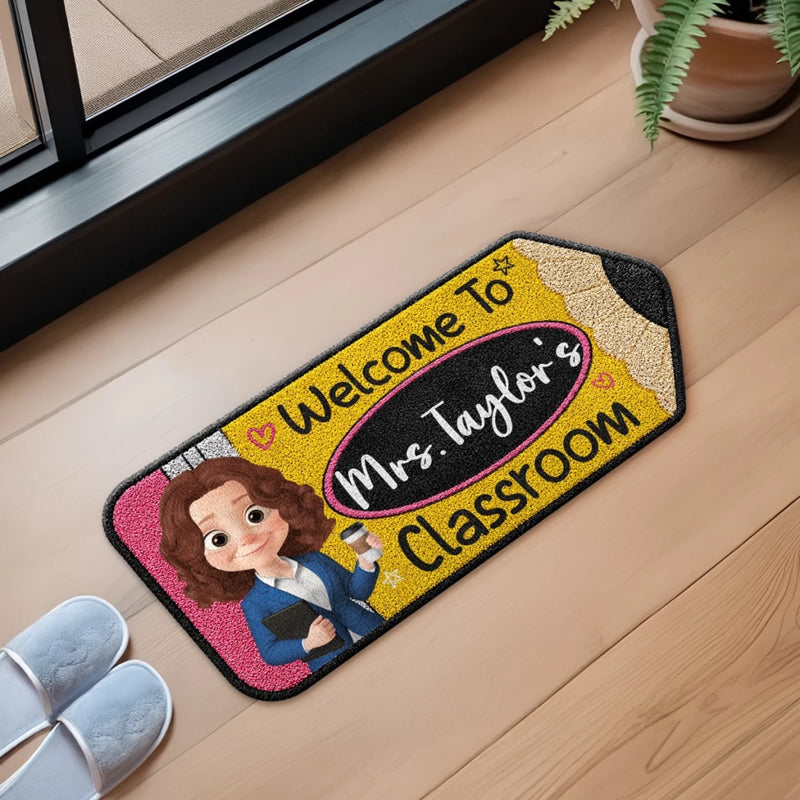 Custom Classroom Decor Shaped Doormat - Personalized Back To School Gifts For Teachers - One Class One Family