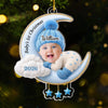 Custom Photo First Christmas Acrylic Ornament - Personalized Christmas Baby Shower, Gender Reveal Gifts For New Moms, New Dads, New Parents - Love You To The Moon And Back
