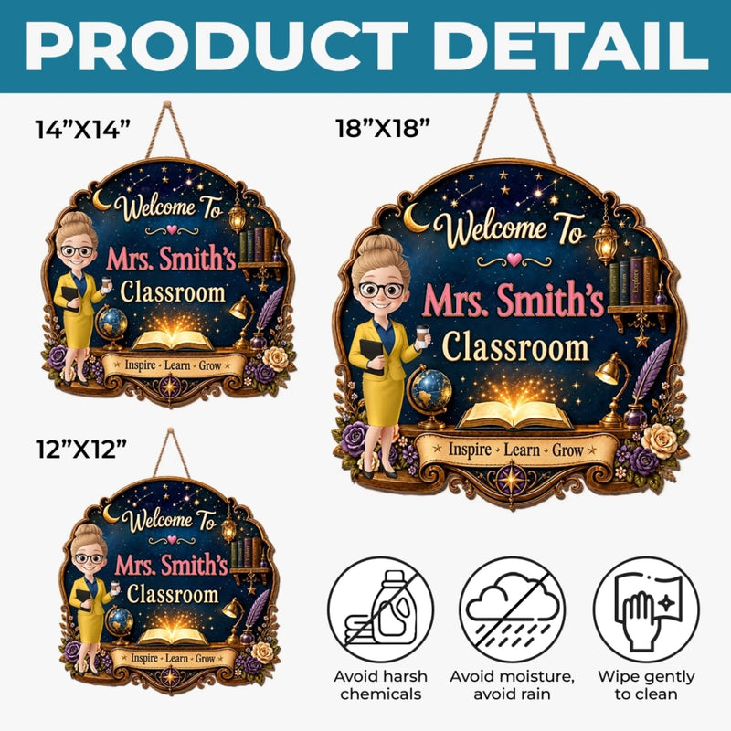 Custom Classroom Decor Wood Sign - Personalized Back To School Gifts For Teachers - Best Teacher, Best Classroom Ever