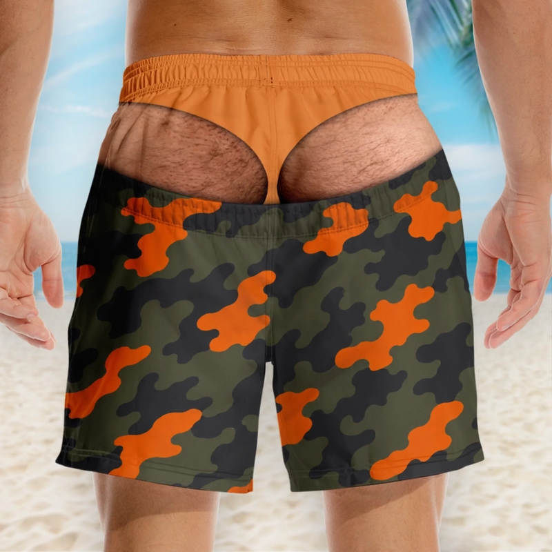 Custom Funny Men Swim Trunks - Personalized Birthday Gifts For Husband, Son, Grandson, Brother, Grandpa, Dad, Yourself - The View Gets Better
