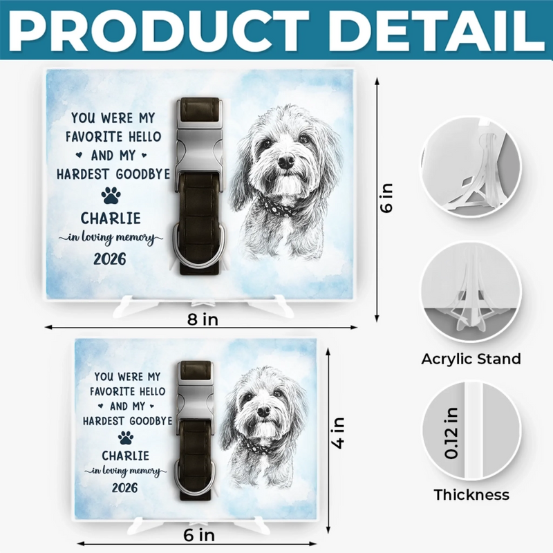 Custom Photo Pet Collar Memorial Frame - Personalized Pet Memorial Sympathy Gifts For Dogs, Cats - Forever In Loving Memory