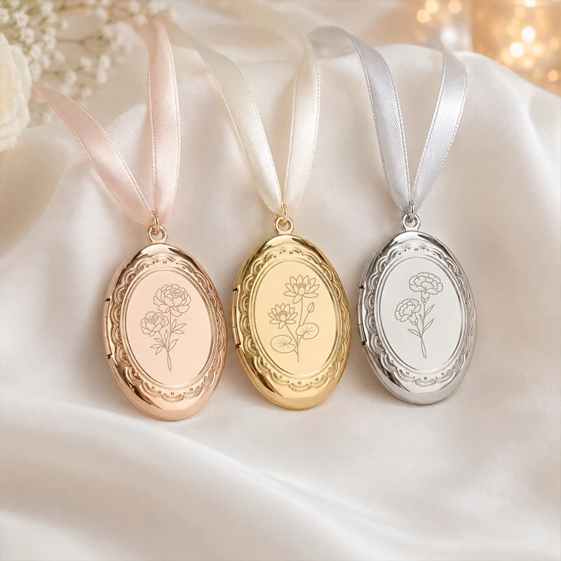 Custom Photo Locket Bouquet Charm – Personalized Memorial Sympathy Gifts For Brides - Walk Down The Aisle Together