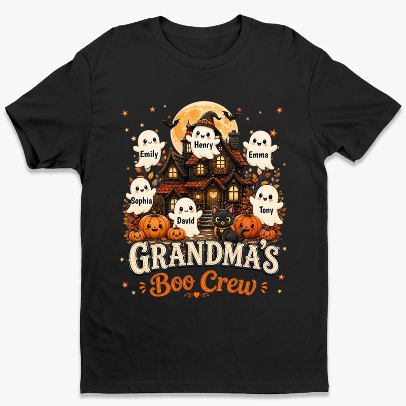 Custom Boo Crew T-shirt, Hoodie - Personalized Halloween Birthday Gifts For Mom, Grandma - Our Happy Haunted Crew