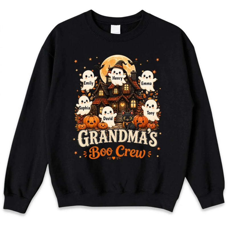 Custom Boo Crew T-shirt, Hoodie - Personalized Halloween Birthday Gifts For Mom, Grandma - Our Happy Haunted Crew