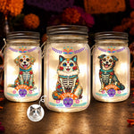 Custom Photo Day Of The Dead Mason Jar Light - Personalized Pet Memorial Sympathy Gifts For Dogs, Cats - My Spirit Guide My Best Friend