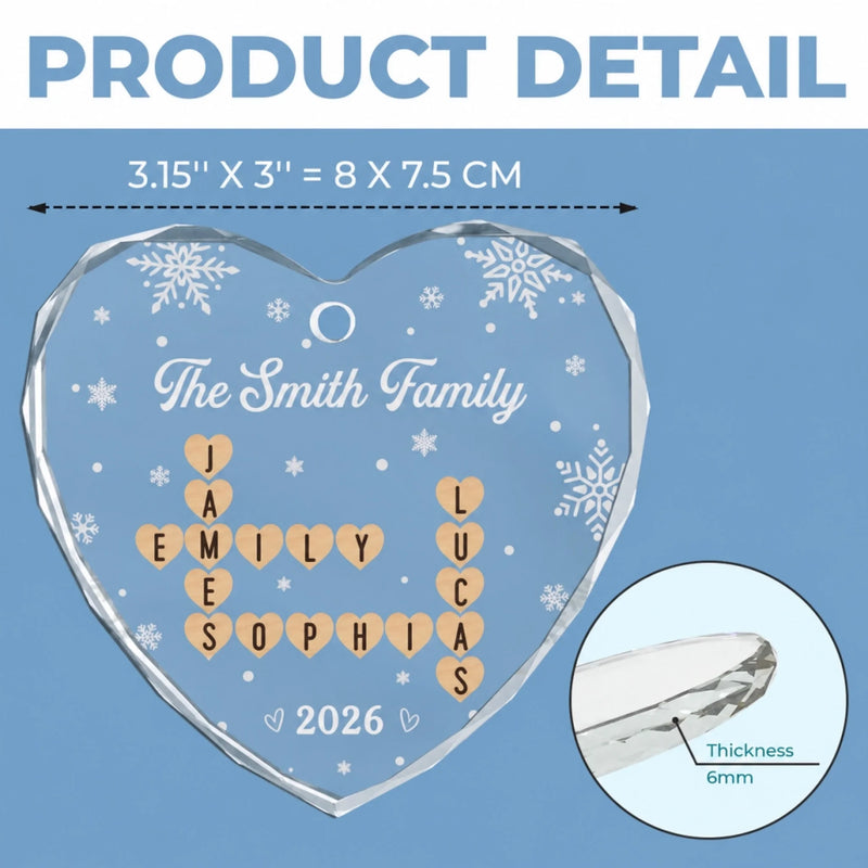 Custom Scrabble Circle Glass Ornament -  Personalized Christmas Birthday Gifts For Mom, Dad, Brother, Sister, Kids - Where Hearts Feel At Home