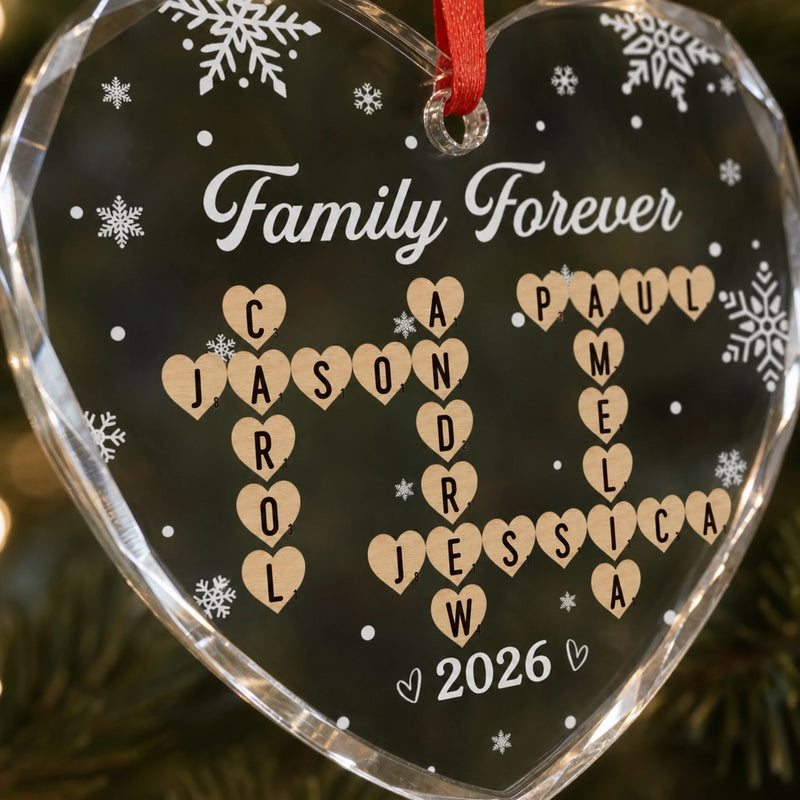 Custom Scrabble Circle Glass Ornament -  Personalized Christmas Birthday Gifts For Mom, Dad, Brother, Sister, Kids - Where Hearts Feel At Home