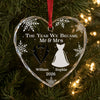 Custom Heart Glass Ornament - Personalized Anniversary Christmas Wedding Gifts For Husband And Wife, Him And Her - Started With A Yes, Now It’s Us