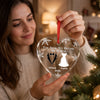 Custom Heart Glass Ornament - Personalized Anniversary Christmas Wedding Gifts For Husband And Wife, Him And Her - Started With A Yes, Now It’s Us