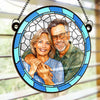 Custom Photo Where There Is Love There Is Life - Couple Personalized Window Hanging Suncatcher Ornament - Gift For Husband Wife, Anniversary