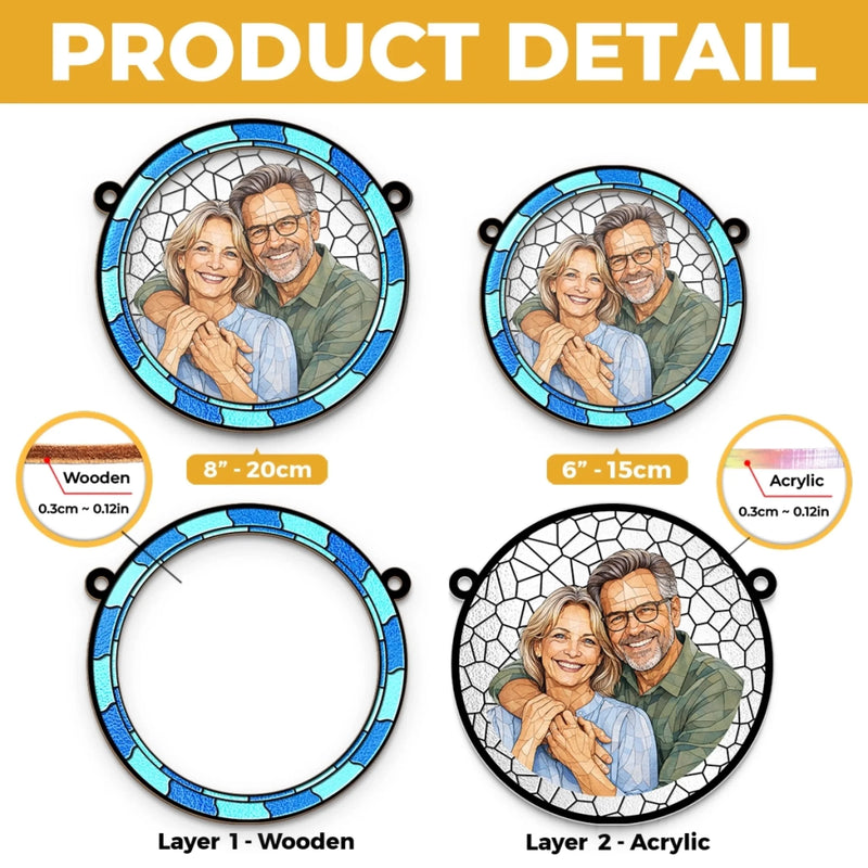 Custom Photo Forever With You - Couple Personalized Window Hanging Suncatcher Ornament - Gift For Husband Wife, Anniversary