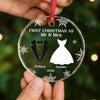 Custom Heart, Round Glass Ornament - Personalized Anniversary Christmas Wedding Gifts For Husband And Wife, Him And Her - Our First Christmas As Mr & Mrs