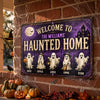 Custom Ghost Home Decor Metal Sign - Personalized Halloween Birthday Gifts For For Mom, Dad, Brother, Sister - Ghosts Live Here Full Time