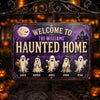 Custom Ghost Home Decor Metal Sign - Personalized Halloween Birthday Gifts For For Mom, Dad, Brother, Sister - Ghosts Live Here Full Time
