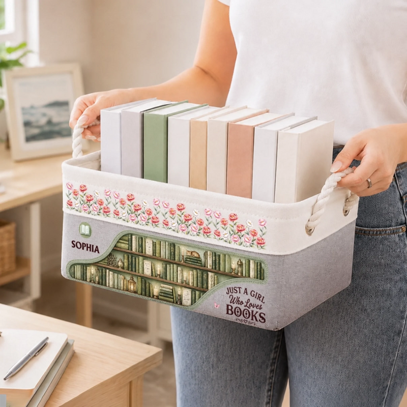 Custom Storage Basket - Personalized Bookish Gifts For Book Lovers, Bookworms, Readers - Find Your Story Here