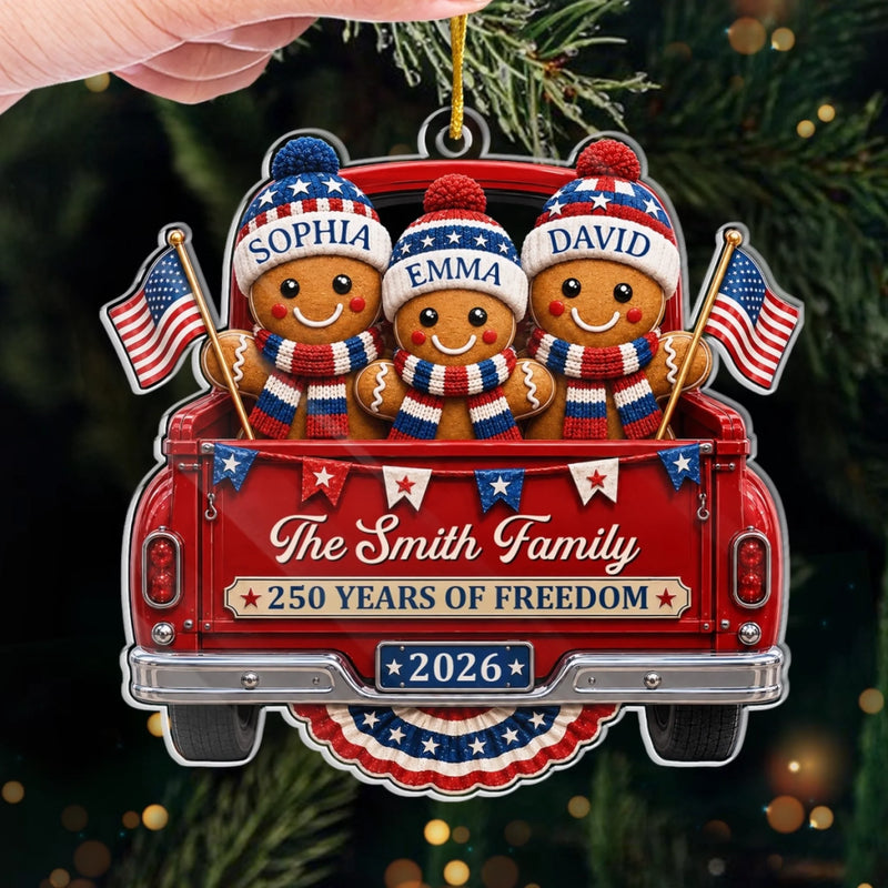 Custom Acrylic Ornament - Personalized America 250th Anniversary Christmas Gifts For Mom, Dad, Brother, Sister - Sweet Traditions Of Freedom