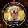 Custom Photo Circle Glass Ornament - Personalized Pet Christmas Memorial Sympathy Gifts For Dogs, Cats - Paw Prints Stay Forever