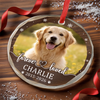 Custom Photo Circle Glass Ornament - Personalized Pet Christmas Memorial Sympathy Gifts For Dogs, Cats - Paw Prints Stay Forever