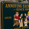 Custom Home Decor Metal Sign - Personalized  Anniversary Wedding Gifts For Husband And Wife, Dog Cat Lovers - Our Happy Little Home
