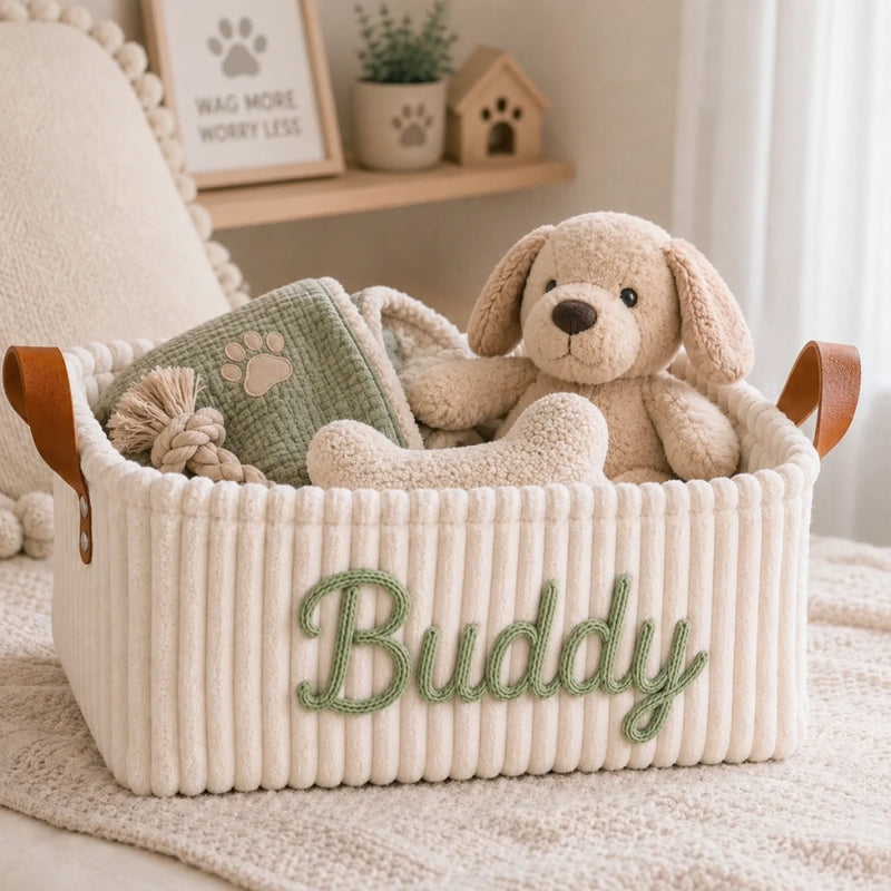 Custom Embroidery Storage Basket - Personalized  Birthday Gifts For Dog Cat Lovers, Dog Dad And Mom, Cat Owners - Daily Dose Of Joy