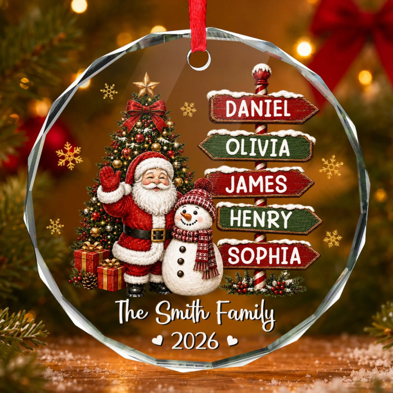 Custom Circle Glass Ornament - Personalized Christmas Birthday Gifts For Mom, Dad, Brother, Sister - Our Little Christmas