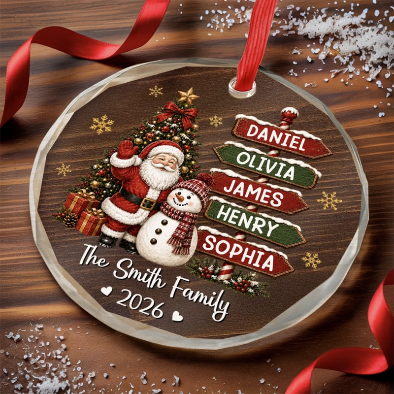 Custom Circle Glass Ornament - Personalized Christmas Birthday Gifts For Mom, Dad, Brother, Sister - Our Little Christmas