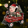 Custom Photo First Christmas Acrylic Ornament - Personalized Christmas Baby Shower, Gender Reveal Gifts For New Moms, New Dads, New Parents - A Wagon Full Of Pure Happiness