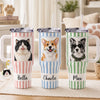 Custom Photo 40 Oz Stainless Steel Tumbler With Handle - Personalized Birthday Gifts For Dog Cat Lovers, Dog Dad And Mom, Cat Owners - Good Drinks, Happy Paws