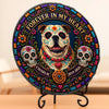 Custom Photo Day Of The Dead Round Shaped Stone With Stand - Personalized Pet Memorial Sympathy Gifts For Dogs, Cats - Forever My Angel Pup