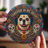 Custom Photo Day Of The Dead Round Shaped Stone With Stand - Personalized Pet Memorial Sympathy Gifts For Dogs, Cats - Forever My Angel Pup