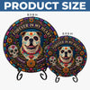 Custom Photo Day Of The Dead Round Shaped Stone With Stand - Personalized Pet Memorial Sympathy Gifts For Dogs, Cats - Forever My Angel Pup