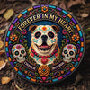 Custom Photo Day Of The Dead Round Shaped Stone With Stand - Personalized Pet Memorial Sympathy Gifts For Dogs, Cats - Forever My Angel Pup