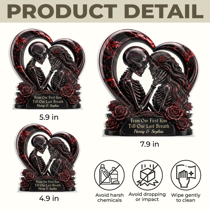 Custom Gothic Skeleton Acrylic Plaque - Personalized Halloween Decor, Anniversary Wedding Gifts For Husband And Wife, Him And Her - Unconditional Dark Love