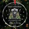 Custom New Home First Home Glass Ornament - Personalized Christmas Ornament For Couples, First Home Keepsake, Housewarming Bauble Gift, New Home Keepsake Gift- Our Little Family, Our New Home
