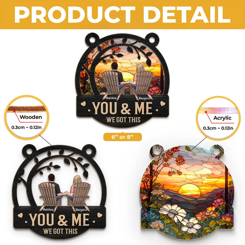 You & Me, Together Forever - Couple Personalized Window Hanging Suncatcher Ornament - Gift For Husband Wife, Anniversary